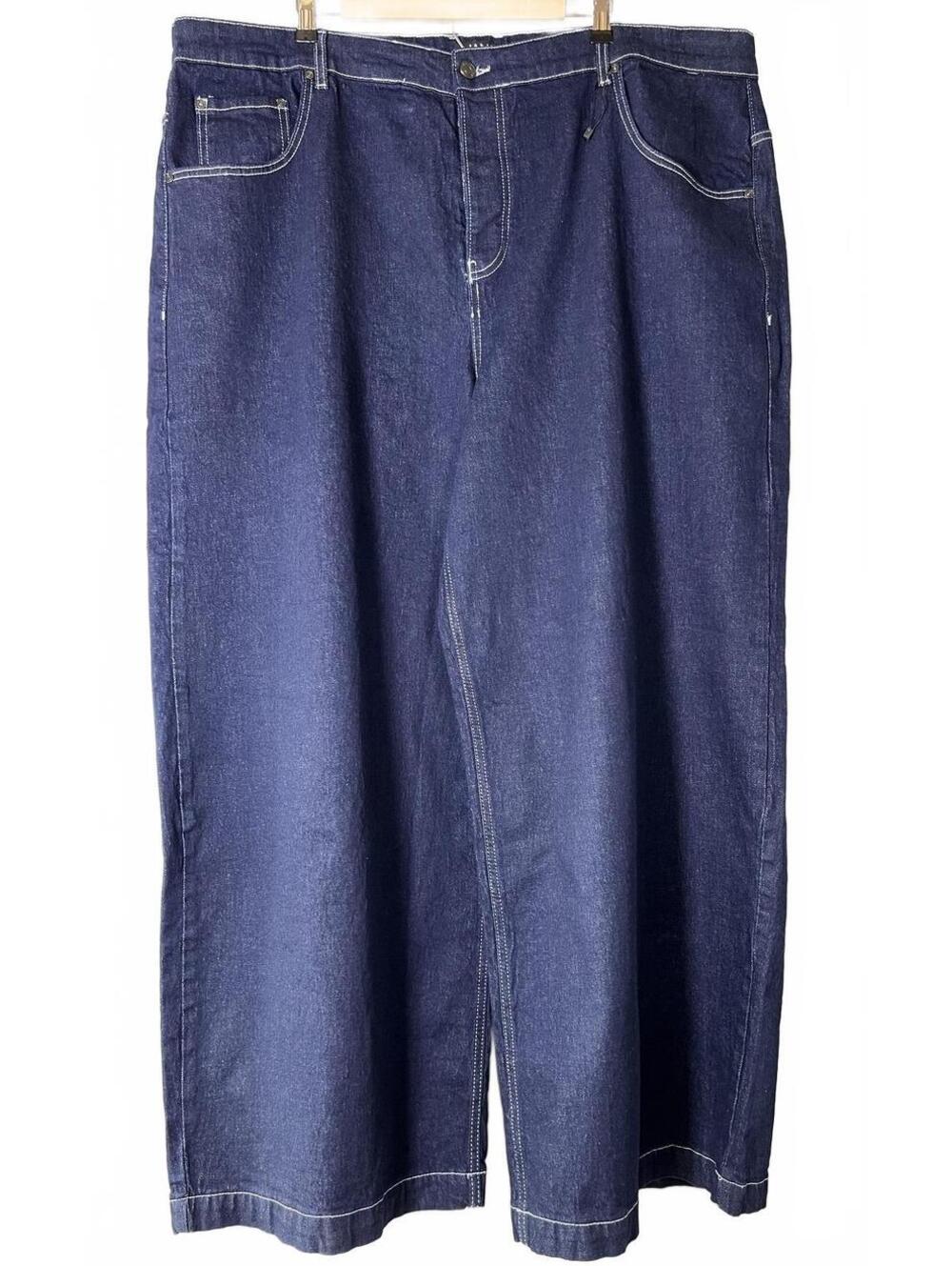 boohooMAN Men's Dark Blue Wide Leg Denim Jeans Size US 46